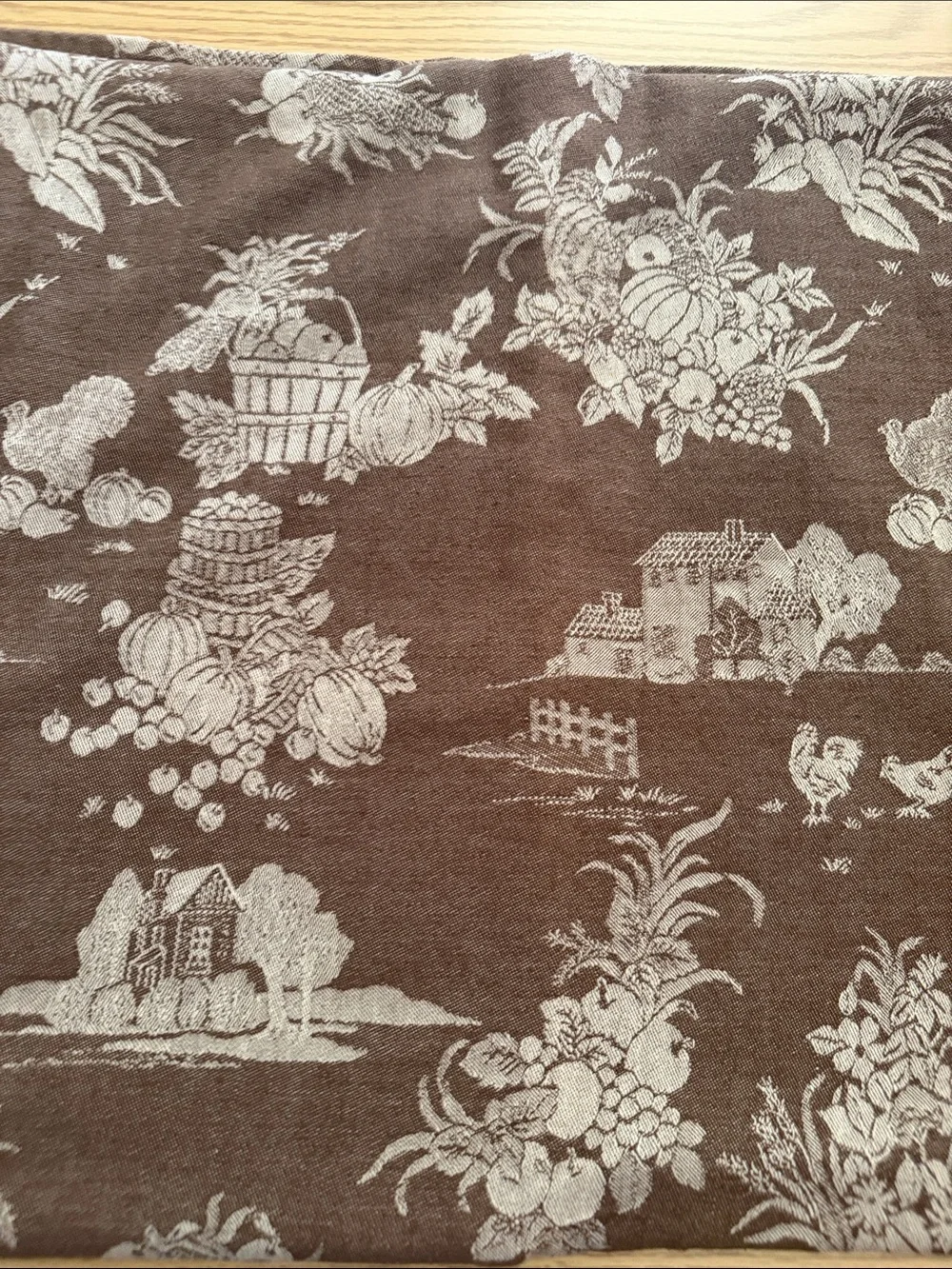 Vintage Classic Cream Harvest Toile Tablecloth -perfect for Thanksgiving 78x56